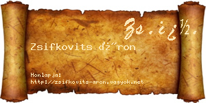 Zsifkovits Áron névjegykártya